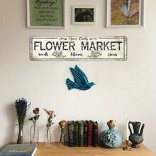 1pc Classic Aluminum Foil Sign - 16x4inch Vintage Flower Market Wall Hanging Sign, Multi-Purpose Wall Decoration, Suitable Kitchen, Garden, Home, Restaurant, Bar, Coffee Shop, Garage - Waterproof, Dustproof, No Electricity Required