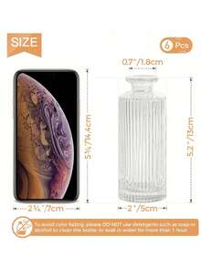 6pcs Vintage Style Glass Vase Set, Tabletop Decor, Suitable For Graduation Gifts, Bachelor Party Gifts, Bridesmaid Gifts, Father's Day Gifts, Halloween Decor, Halloween Gifts, Bridesmaid Proposal Gifts, Wedding Guest Favors - Clear - View 5