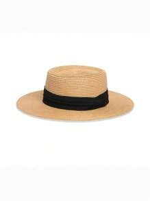 1 Peça Chapéu de Palha de Verão Feminino: Estilos Boho, Retrô e Elegantes, Material de Palha, Faixa Decorativa, Aba Larga Protetora Solar, Ideal para Praia e Páscoa, Fácil de Dobrar, Várias Cores (Bege/Creme), Design de Chapéu Balde, Chapéu de Sol Estiloso e Funcional para Mulheres