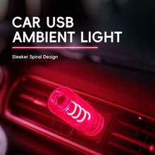 1pc Car USB Glass Decorative Ambient Light LED Spiral Atmosphere Light High-Brightness Lighting Neon Light For Car Home Decoration Light