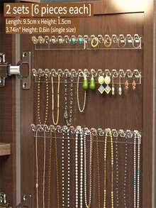 3pcs 8-Hook Wall Mounted Jewelry Organizer Rack With Necklace, Bracelet And Earring Hooks - -Free Display Stand, Jewelry Tower - Multicolor - View 9