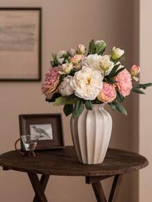 1 pieza, Flor de Rosa Artificial, Flor Simulada de Peonia Francesa, Ornamento de Flor Falsa para Sala de Estar del Hogar, Decoración de Centro de Mesa Comedor con Ramo de Flores Secas, Decoración Floral Chopin