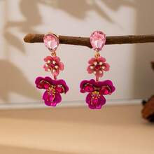 1 Pair Elegant Blue Flower Dangle Earrings, Bohemian Style, Suitable For Women's Daily Wear, Gift - Earrings - View 7