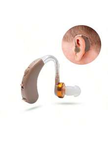 Audífonos para personas mayores, dispositivos intraauriculares para sordera, audífonos retroauriculares, ayuda auditiva, amplificación de sonido, cómodo de usar, tecnología moderna y portátil - Caqui - Ver 2