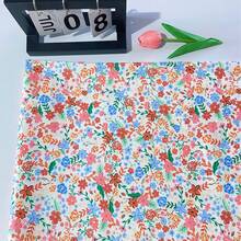 0.5m/1m/2m/3m*145cm Bohemian Colorful Lawn Flower Garden Printed Fabric, High Quality Soft & Skin-Friendly, Suitable For Seasonal Clothing Design, Dresses, Bags, Dolls, Tablecloths, Handicraft Decorations, DIY Sewing Patchwork, Multiple Sizes Available