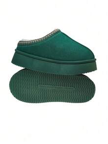 Women's Low Top Indoor Comfy Slippers Winter Warm Shoes - Màu xanh lá cây đậm - Xem 5