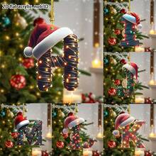 1pc 2D Flat Acrylic Christmas Theme Decoration Pendant, Christmas 26 Letter Decoration Pendant, Christmas Keychain, Backpack And Christmas Tree Decoration Pendant, And Non Electric Christmas Car Pendant Are Perfect Gifts For Christmas, Thanksgiving, New Year, Birthdays, And St. Patrick's Day Home Decor Christmas Decorations Room Decor
