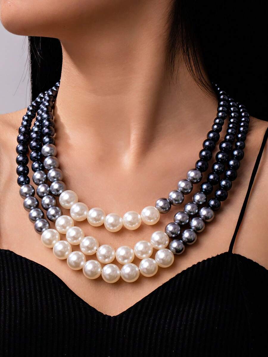 European And American Temperament Faux Pearl Necklace Elegant Pearl Necklace Sweet Temperament Versatile Fashion Personalized Temperament Necklace For Women
