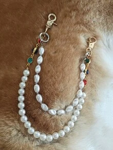 2025 Autumn Short Style Colorful Pearl Pants Chain Fashionable Men And Women One's Waist Luxury Accessories Decoration Jeans Pocket Chain Product Color Randomly Sent