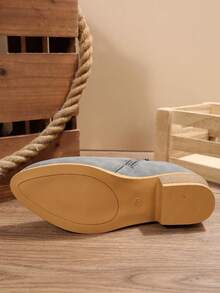 Women's Chunky Heel Ankle Boots, Low Heel Side Zipper Short Boots, Solid Color Pointed Toe Ladies Boots, Suitable For Holidays, Vacations And Travel, Classic Versatile Women Boots - Grey - View 7