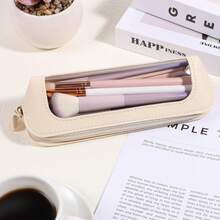 Transparent Travel Cosmetic Bag, Portable Cosmetic Storage Box, Suitable For Lipstick, Eyebrow Pencil, Makeup Brushes, Small And Stylish, Dressing Table Accessories, Minimalist Design, Very Suitable For Outdoor Travel, Cosmetic Bag - 白色 - 查看 3