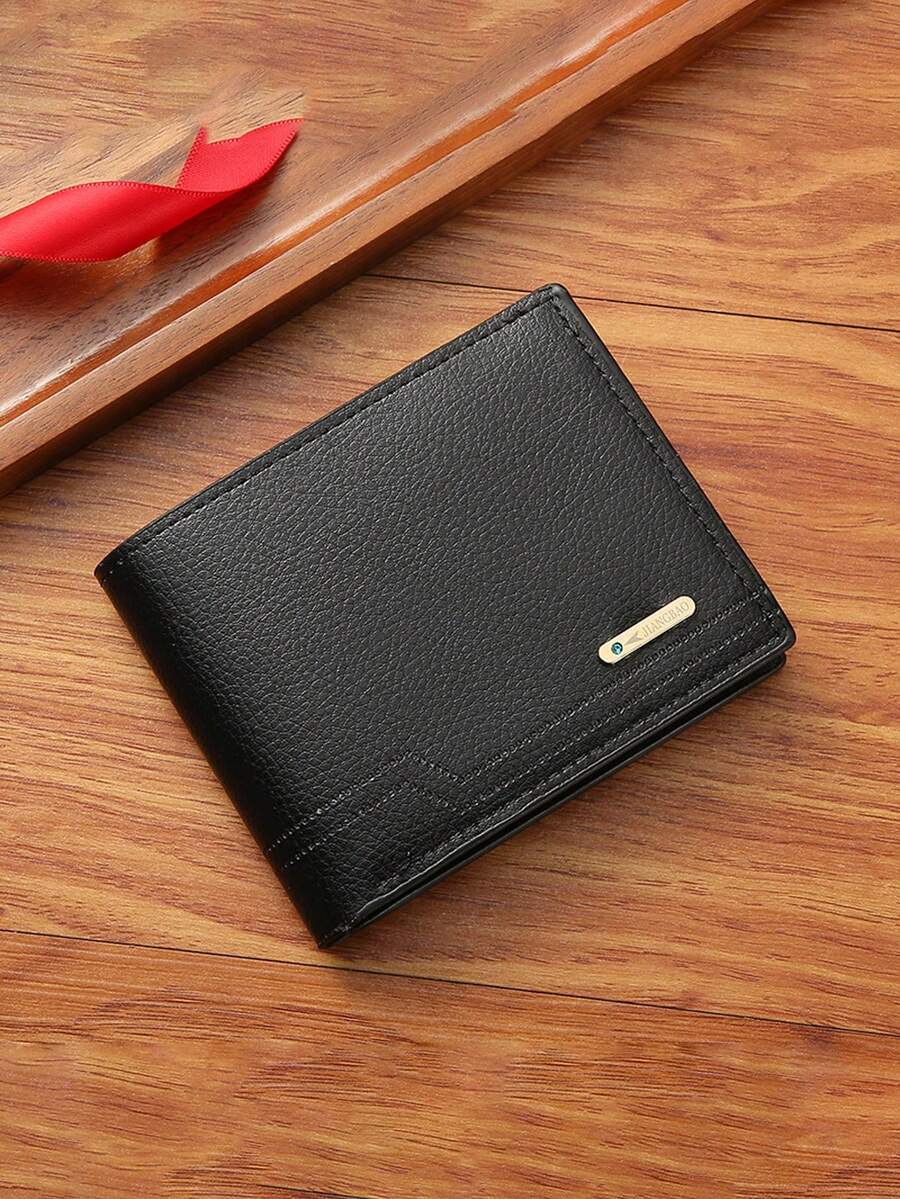 New Short Men's Wallet Retro Youth Ultra-Thin Wallet Student New Multifunctional Card Case Men's Wallet - Black - View 1