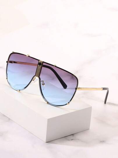 1 副复古大框金属朋克风格时尚走秀派对太阳镜男士