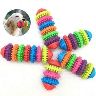 Pet Healthy Teeth Gums Chew Gear Toy Chew Training Tool Colorful Rubber Pet Dog Puppy Dental Teething Toy