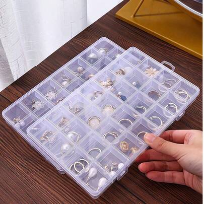 1 hộp nhựa trong suốt đa năng, dùng để đựng khuyên tai, nhẫn, trang sức, đồ trang trí móng, dụng cụ làm móng, phụ kiện làm móng, trang trí và bảo quản trang sức. Quà tặng cho nữ, du lịch, trở lại trường học