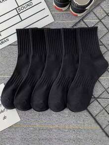 1/3/5/8/10/15/20 Pasang Kaos Kaki Kasual Bergaris Polos untuk Pasangan, Yoga, Olahraga, Santai, Panjang Setengah Betis, Semua Musim, Musim Gugur - Putih - View 5