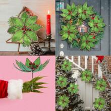 1/6 piezas Tallo de flor de Pascua de terciopelo de seda artificial de color verde menta de 10.24 X 3.94 pulgadas para árboles de Navidad y decoraciones navideñas