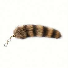 Raccoon Tail Fur Pendant Keychain
