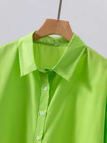 Plus Women's Minimalist Solid-Color Button-Down Shirt Casual Loose-Fit Long-Sleeve Shirt Autumn And Winter