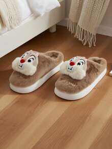 أحذية منزلية دافئة للشتاء مزينة بنقش كرتوني جذاب لشخصيات تشيب ودايل الرسمية من ديزني، للشباب