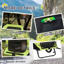 PawHut 2 In 1 Dog Bike Trailer Pet Stroller For Large Dogs W/ Hitch - Green - Green - View 8