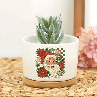 Garden Vase Merry Christmas, Santa! Decorative Planters For Indoor And Outdoor Plants - Perfect Plant Gifts. These Ceramic Planters Are Great For House Plants, Succulents, And Herbs. Ideal As Plant Lover Gifts For Women.