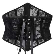 1pc Women's Black Lace Corset Bustier Waist Trainer, Suitable For Formal Events And Halloween - 黑色蕾絲 - 查看 3