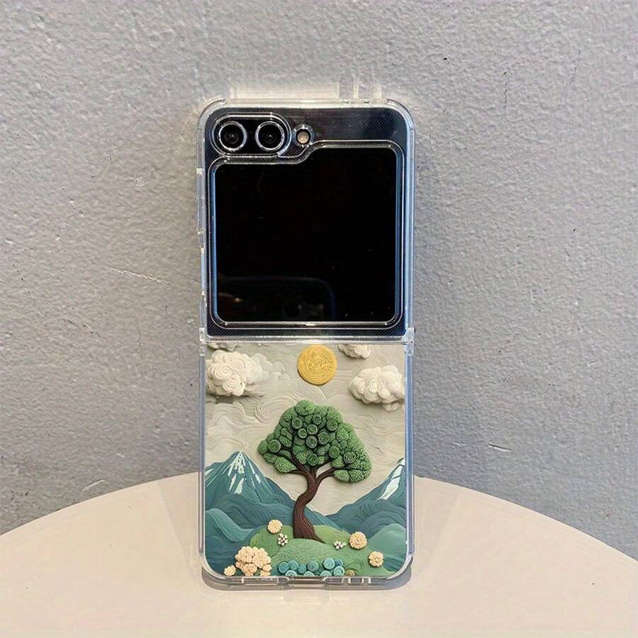 5120 Small Tree Flower Metal Side Clip Transparent Pattern Suitable For NUBIA Flip, Libero Flip 5G Phone Case Foldable Two-In-One Metal Side Clip Fashion Simple TPU Nubia Flip Cover Protective Case Unisex Durable Scratch-Resistant Anti-Drop - 無色 - 查看 1