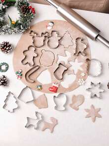 12pcs/6pcs Christmas Cookie Cutter Set, Christmas Gingerbread, Christmas Tree, Reindeer, Snowman DIY Cutting Molds, Christmas Party Candy, Sandwich, Bread, Cake Baking Tools, Kitchen Baking Accessories, Christmas Gift Christmas Christmas Decorations Christmas Pajamas Christmas Gifts Christmas Decor