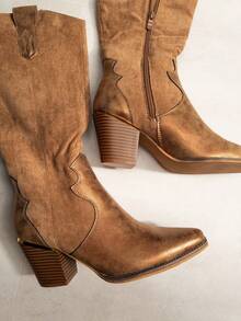 VIKIVIKI SHOES Women's Tall Cowboy Boots, Long Shaft, Elegant Design, Fine Toe, Wide Heel, Durable Sole, Comfortable For Casual Wear Or Special Events. Estimated Delivery: 1-3 Business Days (Peninsula). - 駝色 - 查看 10