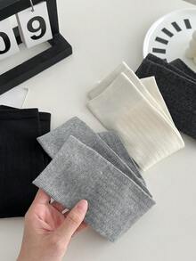 1双女士过膝袜，时尚百搭经典色简约大腿袜，舒适保暖 - 彩色 - 查看 8
