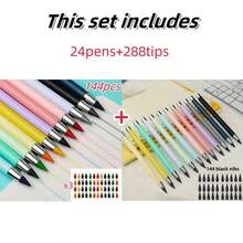 156 支装 - 12 色铅笔 +144 个铅笔尖，12 色永不磨损铅笔带橡皮擦 - 永久书写无限铅笔，永不削尖永不褪色铅笔，永久铅笔用于素描回到学校 - 12支色鉛筆+144個彩頭 - 查看 14