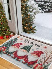 1 Stück Weihnachts-Zwerg Dekorationsfußmatte, süße Willkommens-Weihnachts-Zwerg&Baum Muster Teppich, waschbare Fußmatte für die Haustür, schmutzabweisende Bodenauflage, Weihnachtsparty Bodendekor, Weihnachts-Innen- und Außendekoration für Eingang, Wohnzimmer, Schlafzimmer, Küche, Büro, Raumdekoration, Heimdekoration, Festivalparty Zubehör, 2026 Neujahrsdekoration, Weihnachtsgeschenke, Partyfavors