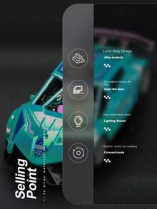 Large Alloy Die-Cast Toy Car, Inertial Front-Wheel Drive Car, Sports Car Model, Toy Car, Toy For Boys, Children Toy Car, Random Color And Pattern Toy Car - Multicolor - View 4