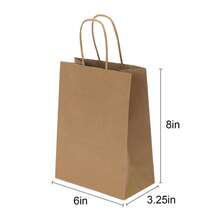 25pcs Kraft Paper Bag 6x3.25x8  8x4.25x10.5  Brown Paper Bag With Handle Gift Bag Retail Merchandise Bag Shopping Birthday Wedding Party Gift Bag - 6x3,25x8 - Xem 2