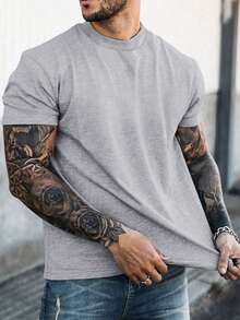 GRDR Men's Solid Color Casual Street Crew Neck Short Sleeve T-Shirt - Grey - View 6