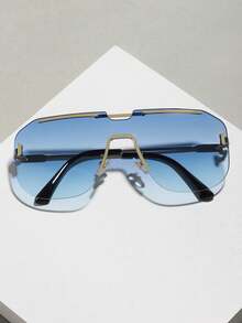 1 pieza Gafas de hombre con montura de metal vintage tipo aviador de una sola pieza sin montura, accesorios de moda para viajes y decoración de ropa diaria