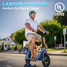 WIND HORSE 12.5'' Electric Scooter With Seat & Pet Basket, Electric Scooter Adults 15.5MPH & 20 Miles Range, 450W Motor, Dual Disc Brakes & Bright Headlight, 36V 8.0Ah Battery Foldable E-Scooter With Dual Baskets For Pets & Cargo, 265LBS Load