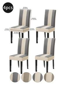 1pc Striped Patchwork Chair Cover, High Stretch Simple Dust-Proof Anti-Fouling Anti-Cat Claw Chair Slipcover, Suitable For Study Room Chair