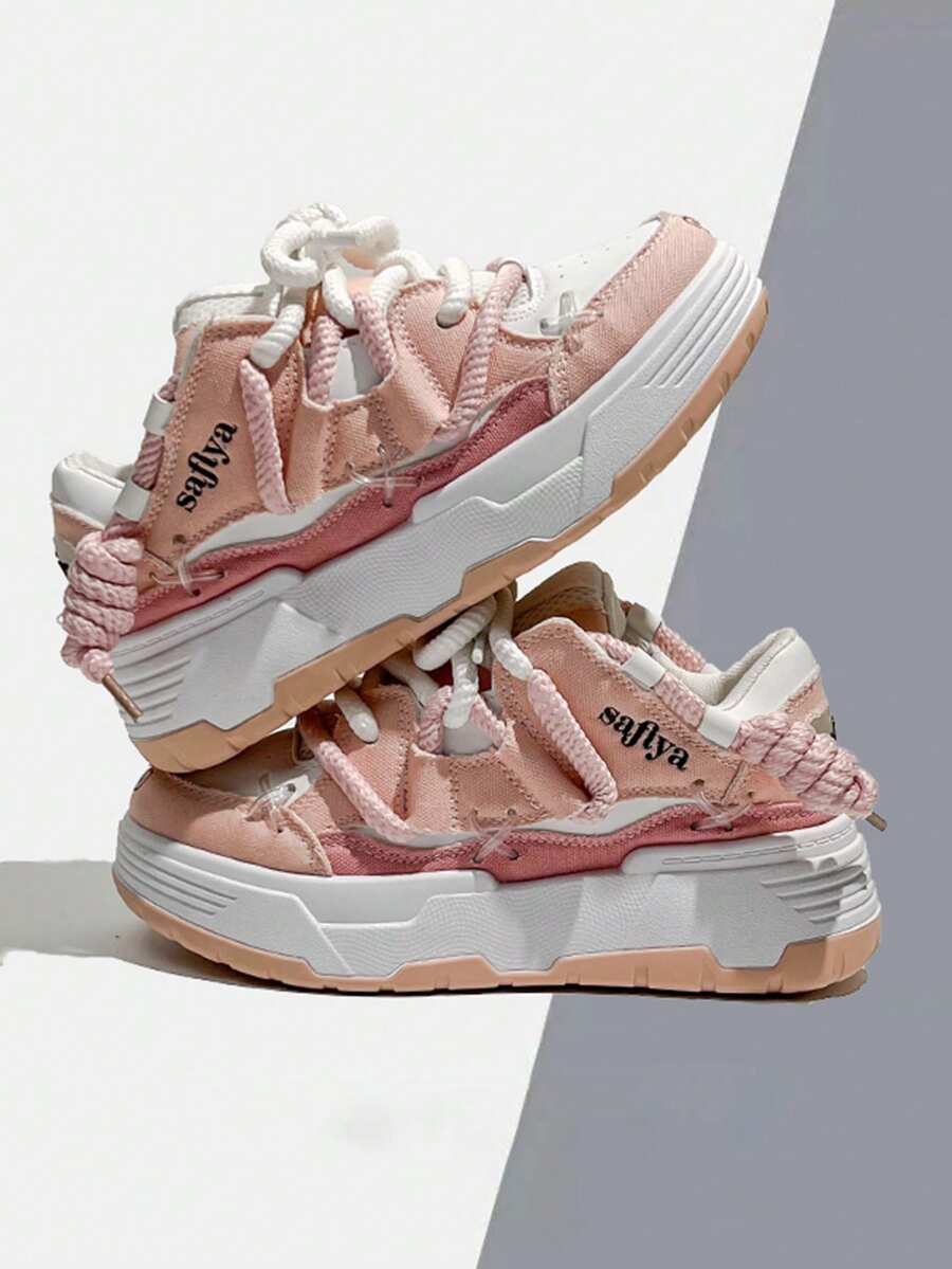 2026 Valentine's Day Gift New Women's Dad Shoes: Stylish, Outdoor, Lightweight, Lace-Up, Comfortable & Versatile Casual Sneakers - 粉色 - 查看 1