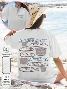 Women's Summer Christian Graphic Print Round Neck Short Sleeve Simple Casual Everyday T-Shirt Tops, Jesus Women's Tops, Bohemian Style Women's Summer Clothes, Religious Summer Tops - White - View 2