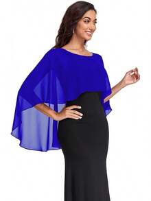 Sheer Shawls And Wraps Evening Dresses Chiffon Capes Women Soft Wedding Cover Up - Xanh đậm - Xem 3