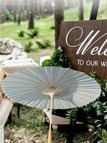 20pcs/Set Customized Elegant White Paper Parasol, Personalized, Suitable For Wedding Photos, Bridal Shower, Romantic Photos, Photography Props, Mildew Resistant, Fashionable - Multicolor - View 10