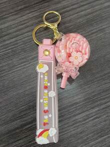 قلادة سلسلة مفاتيح زجاجة رمل متحرك جديدة، تميمة زخرفية صغيرة من الكريستال والزهور الرقيقة، ديكور معلق جميل للحقيبة الظهر