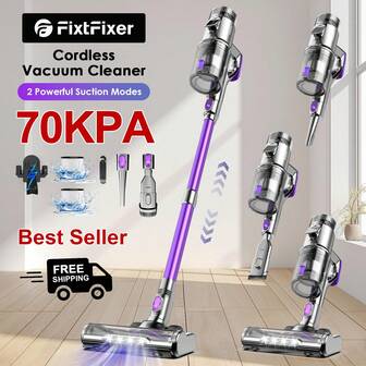 Fixtfixer Handheld Cordless Vacuum Cleaner, 500W Brushless Motor, 70,000Pa Super Suction Power, 80 Minutes Range, 2500mAh Rechargeable Battery, Washable HEPA, Stick Vacuum Cleaner For Pet Hair, Hard Floors, Carpets