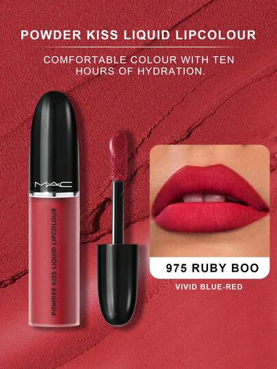 MAC M.A.C Powder Kiss Liquid Lipcolour-975 Ruby Boo (Rouge bleu vif) 5ml