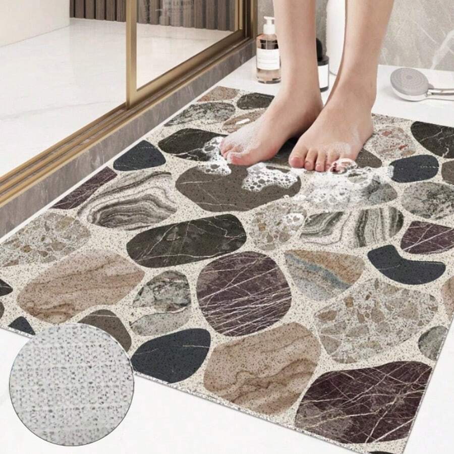 حصيرة الحمام غير الانزلاقية ، حصيرة حمام ناعمة مريحة مع فتحات تصريف ، حصيرة حمام من مادة البي في سي بتدليك اللوفة للاستخدام في الحمام والأماكن الرطبة ، سريعة التجفيف
