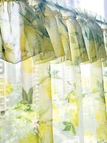 1 件乡村风格黄色柠檬图案双层透明短窗帘帷幔，滤光设计，咖啡厅窗帘帷幔，适用于厨房浴室餐厅窗户 - 黃色 - 查看 7