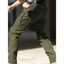 Men'S Tactical Outdoor Work Pants - Durable Soft Shell Joggers With Multi-Pocket Design, Adjustable Elastic Waist & Tear-Resistant Fabric For Hiking, Training, Fishing, Casual Wear - Machine Washable Spring/Fall Casual Pants, Hiking Pants, Hiking Attire, Tactical Style, Durable Fabric - 軍綠色 - 查看 3