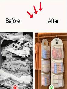 3-Layer Hanging Underwear, Socks And Bra Storage Net Bag - Suitable For Dorm And Home Wall-Mounted Transparent Pocket Design | Multi-Layer Clothing Organization Storage Bag - Multicolor - View 7